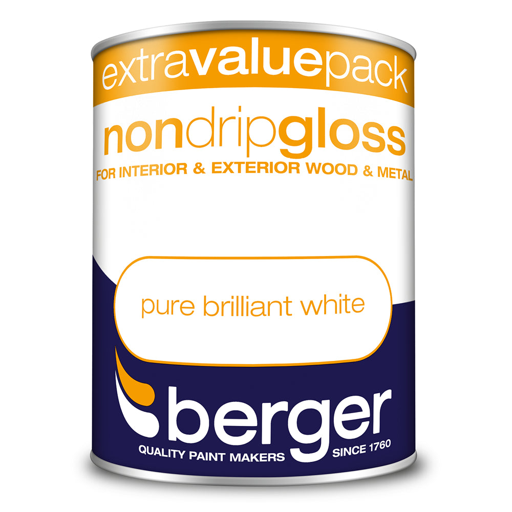 berger non drip gloss interior and exterior paint  pure brilliant white