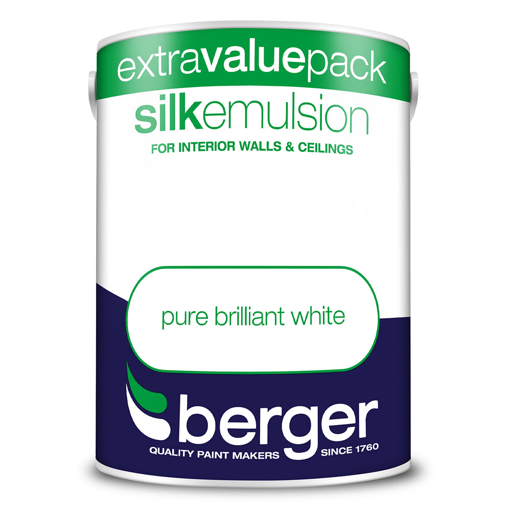 berger walls and ceilings silk emulsion paint  pure brilliant white