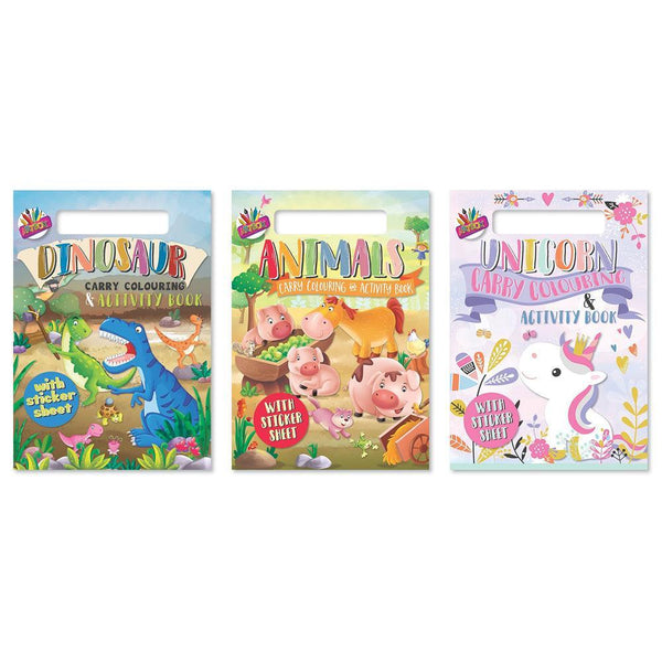 Artbox Childrens A4 Carry Colouring & Activity Book | 3 Assorted - Choice Stores