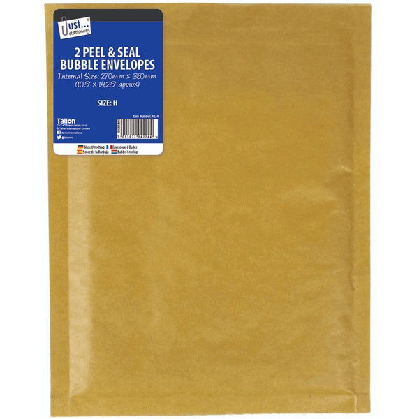 Just Stationery 2 Peel And Seal Bubble Envelopes Size H | 270 x 360mm - Choice Stores