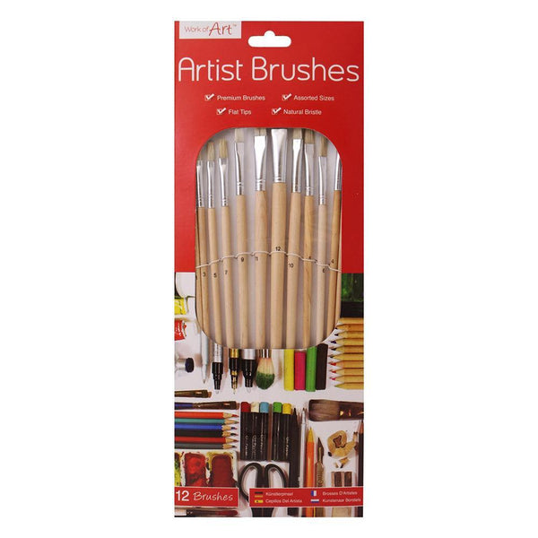 Just Stationery Artist Bristle Brushes | Pack of 12 - Choice Stores