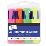 Just Stationery Chunky Highlighters Assorted Colours | Pack of 4 - Choice Stores