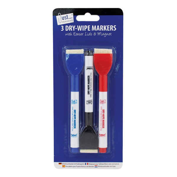 Just Stationery Magnetic Drywipes with Eraser Lids and Magnet | Pack of 3 - Choice Stores