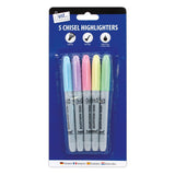 Just Stationery Pastel Chisel Tip Highlighters | Pack of 5 - Choice Stores