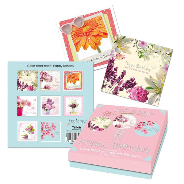 Just to Say Floral Birthday Cards in Keepsake Box | 8 Assorted - Choice Stores