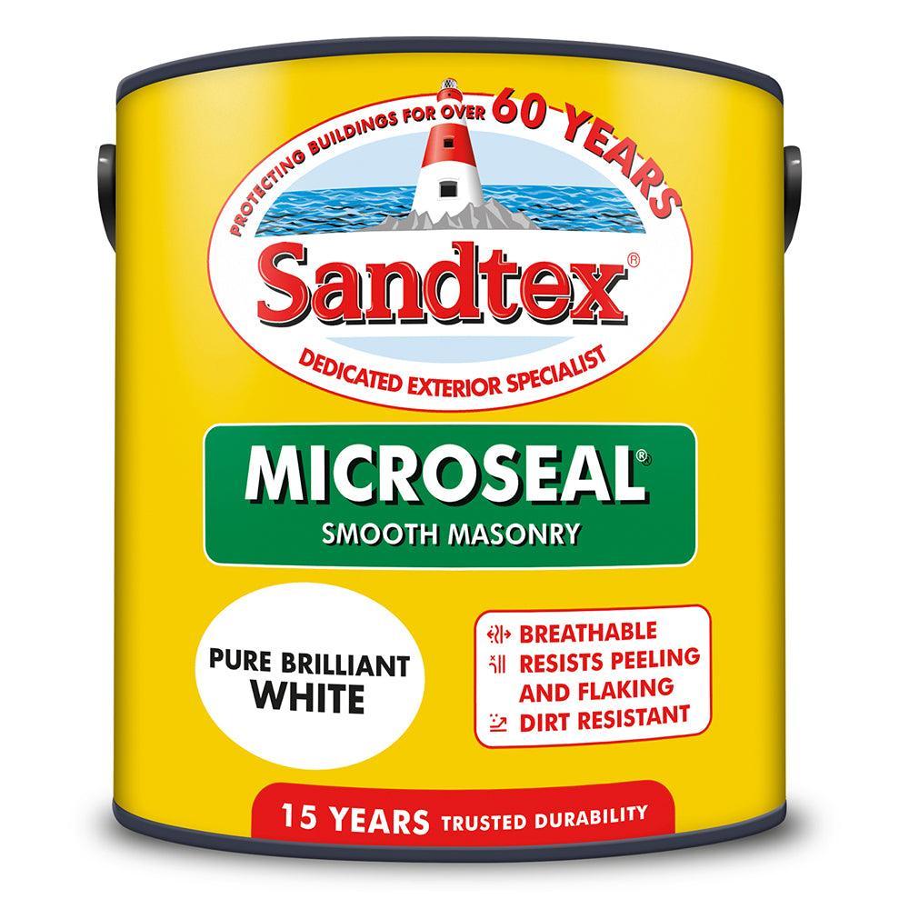 Sandtex Microseal Smooth Masonry Paint | Brilliant White - Choice Stores