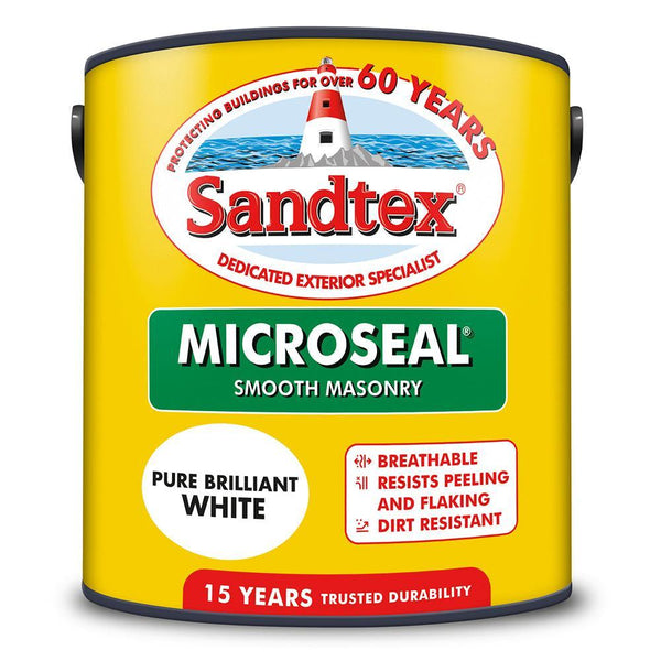 Sandtex Microseal Smooth Masonry Paint | Brilliant White - Choice Stores